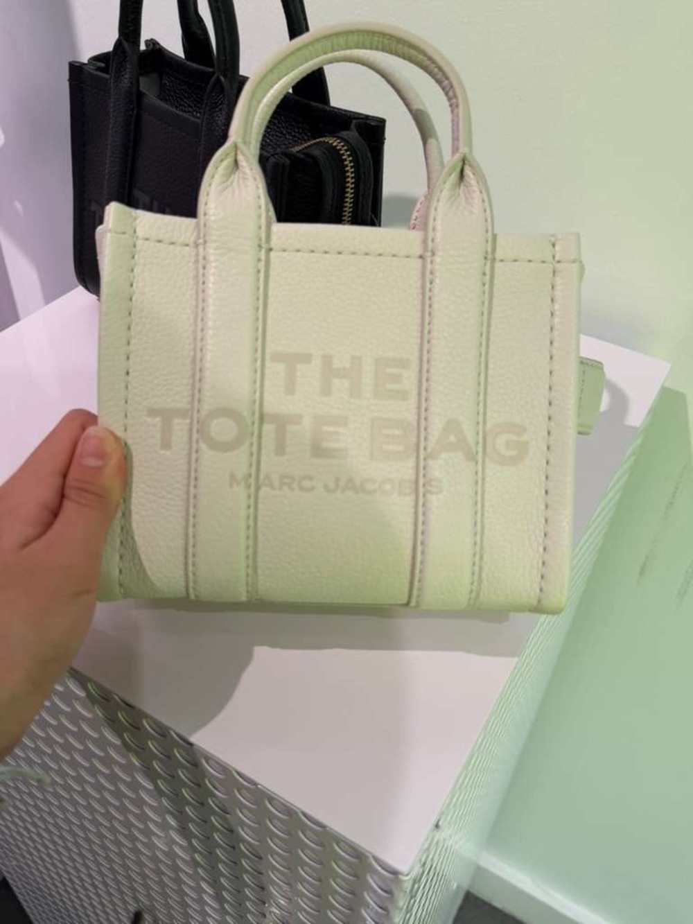 Marc Jacobs Small Pebbled Leather Tote in Pale Green